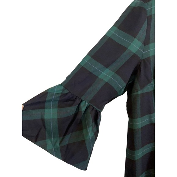 Talbots Green Plaid Bell Sleeve Dress - Picture 4 of 6